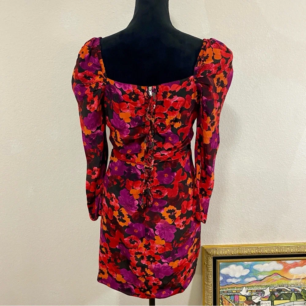 SAYLOR Alouette Red Floral Dress‎ Ruffle Details Size Med Viscose Mini